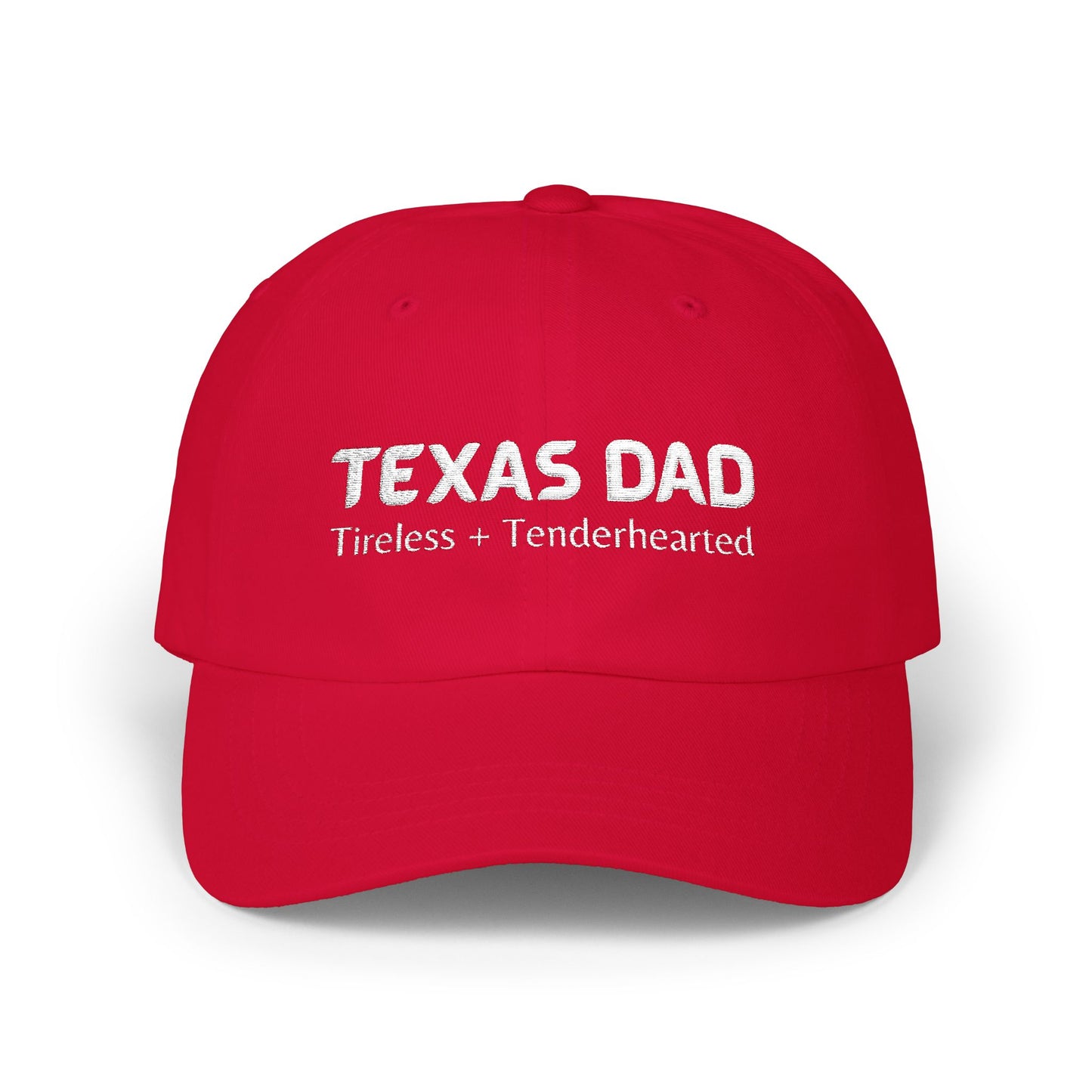 Red Baseball Cap. Best Embroidered Cap For Texas Dads.