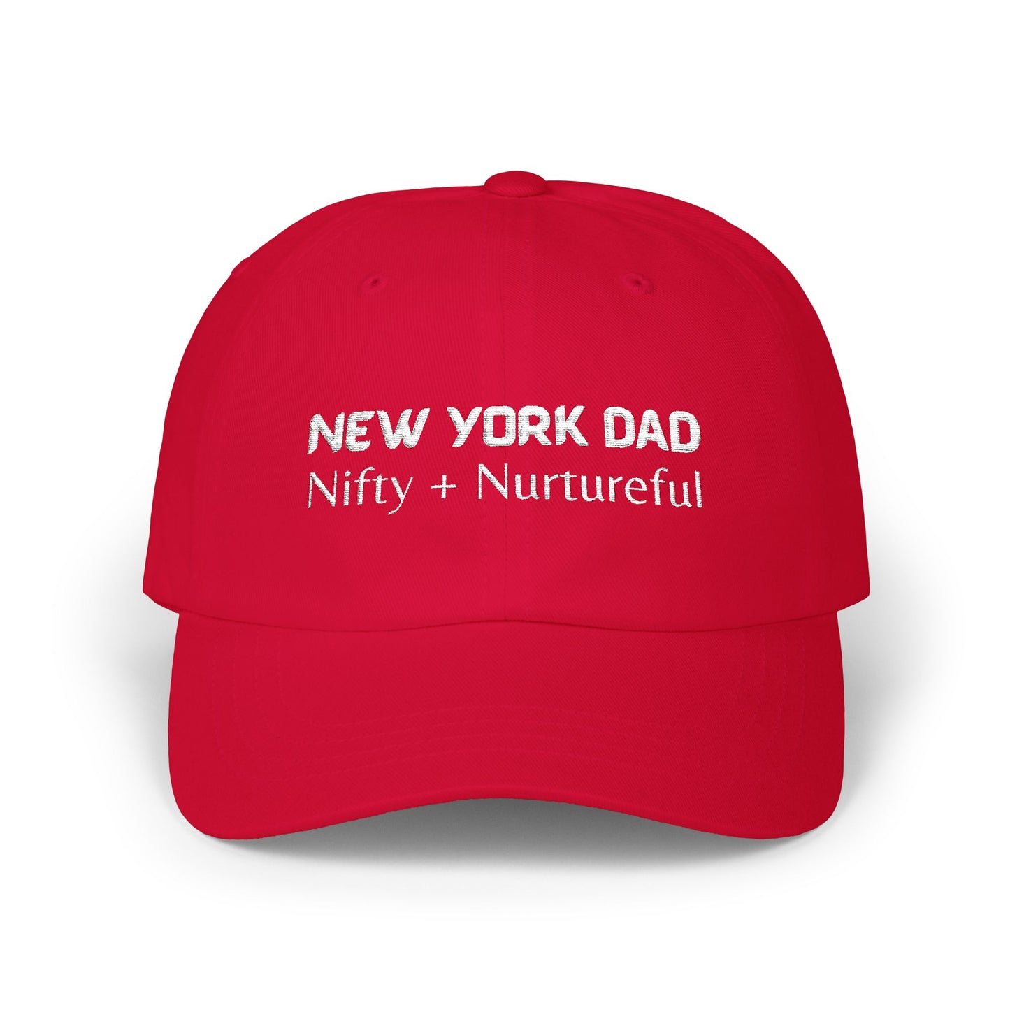 Red Baseball Cap. Best Embroidered Cap For New York Dads.
