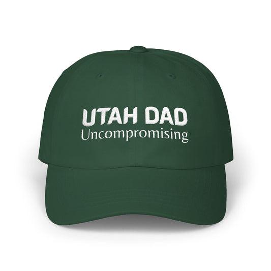 Green Baseball Cap. Best Embroidered Cap For Utah Dads.