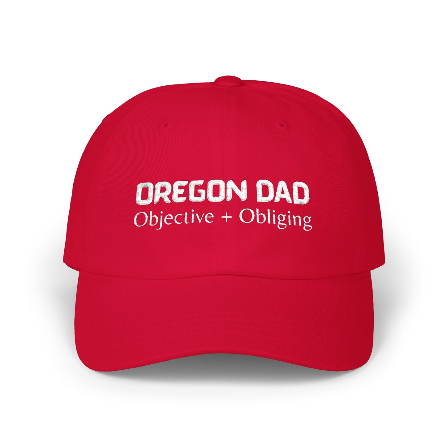 Red Baseball Cap. Best Embroidered Cap For Oregon Dads.