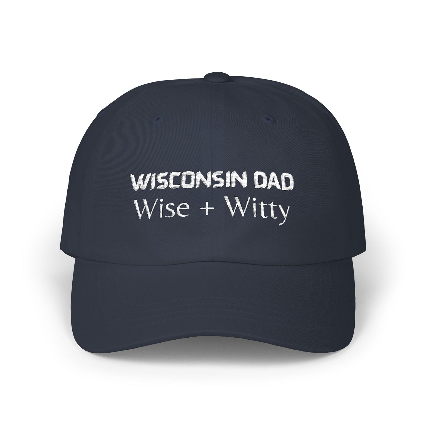 Navy Blue Baseball Cap. Best Embroidered Cap For Wisconsin Dads.