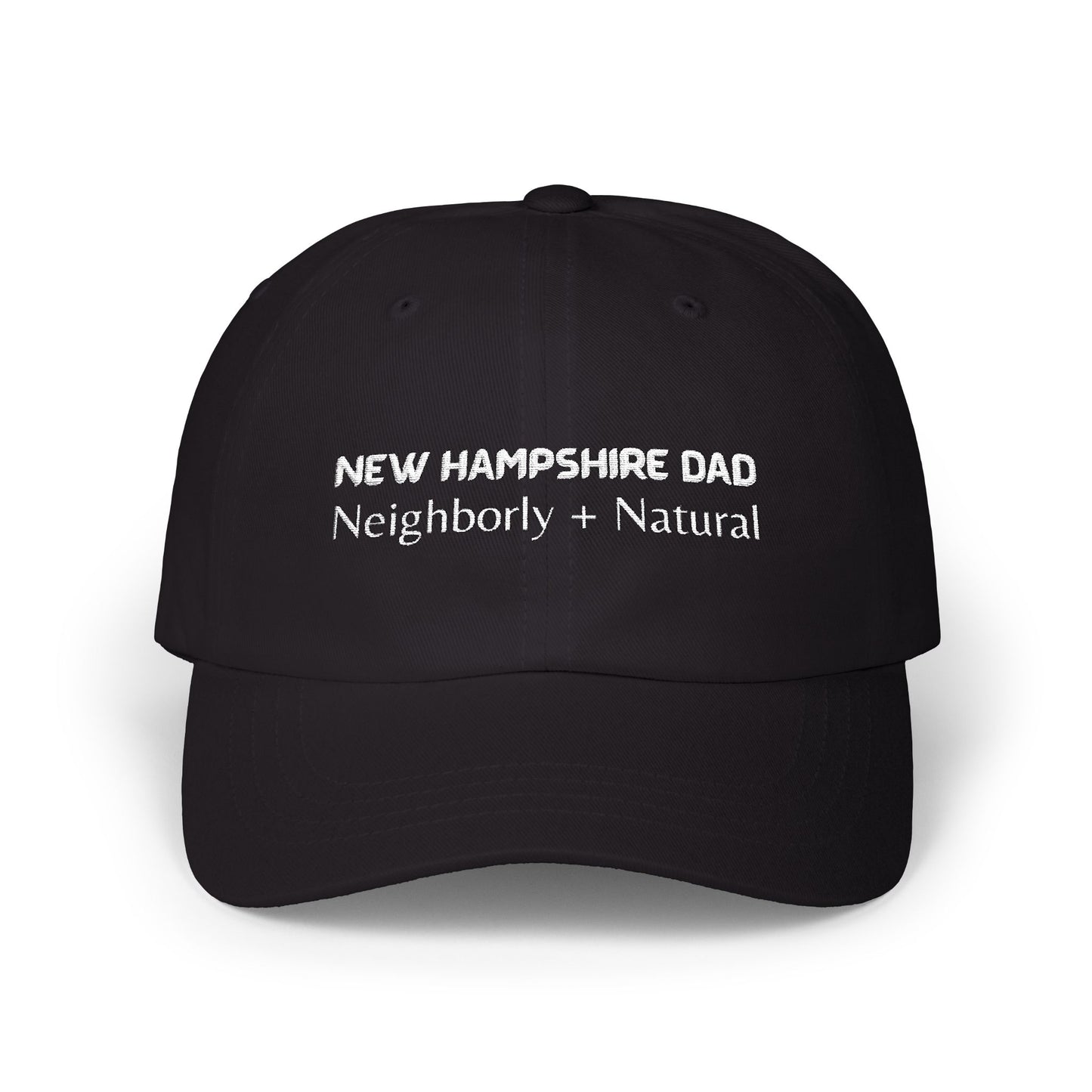 Black Baseball Cap. Best Embroidered Cap For New Hampshire Dads.