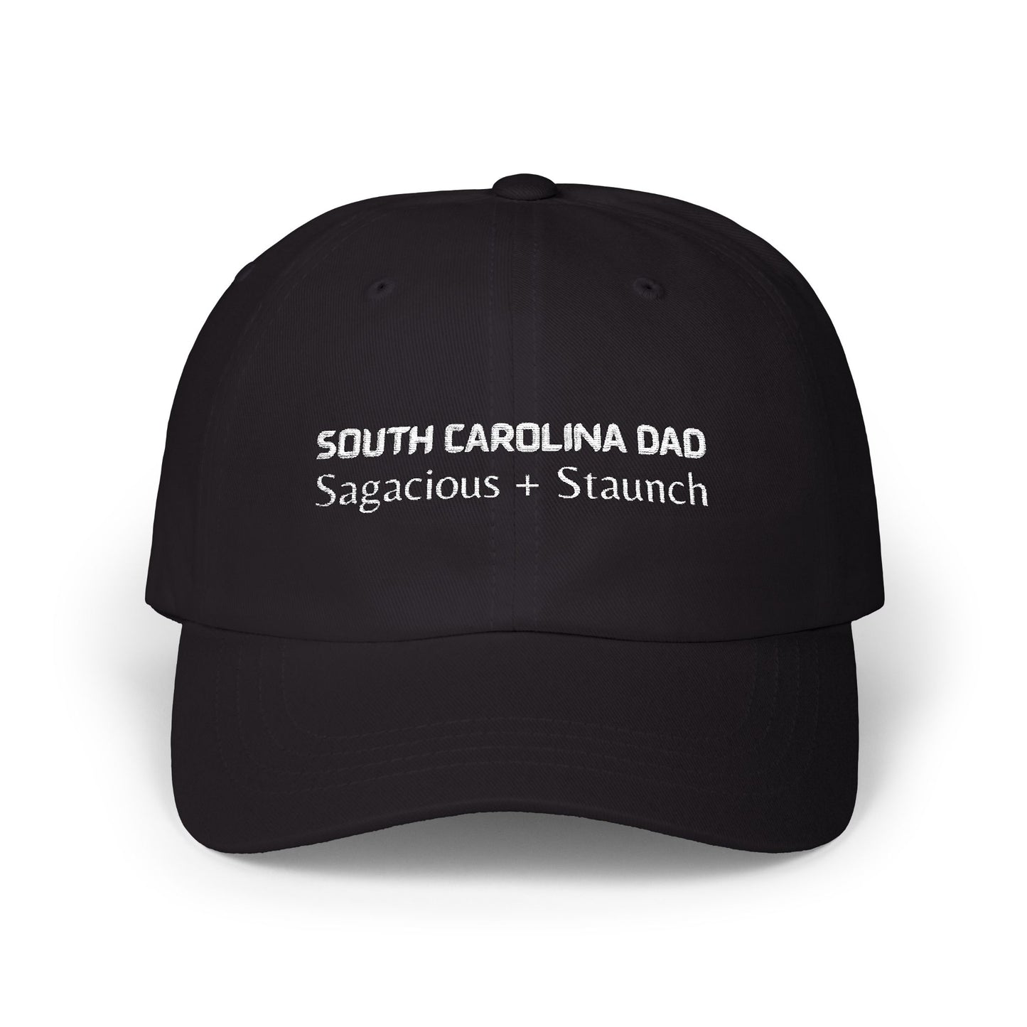 Black Baseball Cap. Best Embroidered Cap For South Carolina Dads.