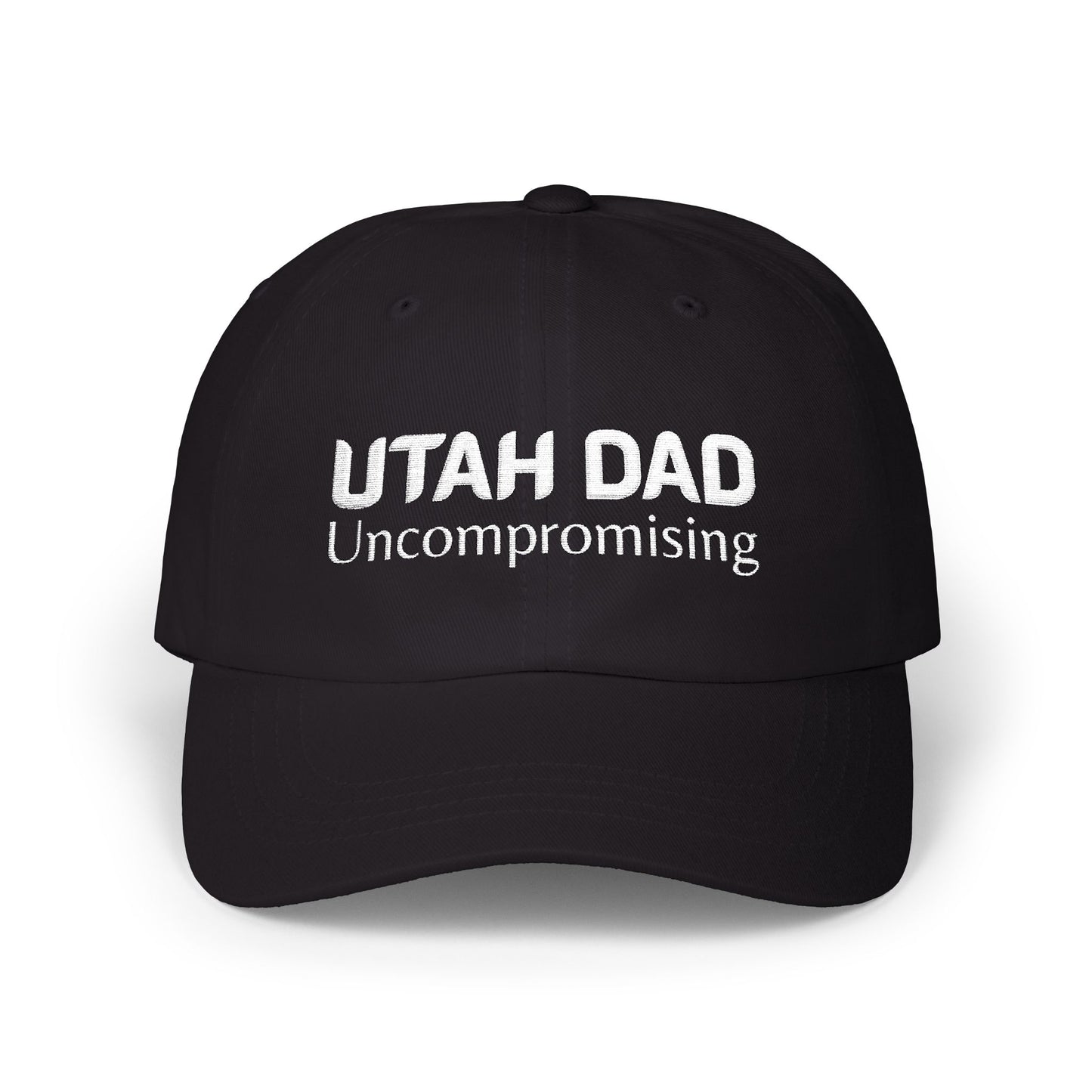 Black Baseball Cap. Best Embroidered Cap For Utah Dads.