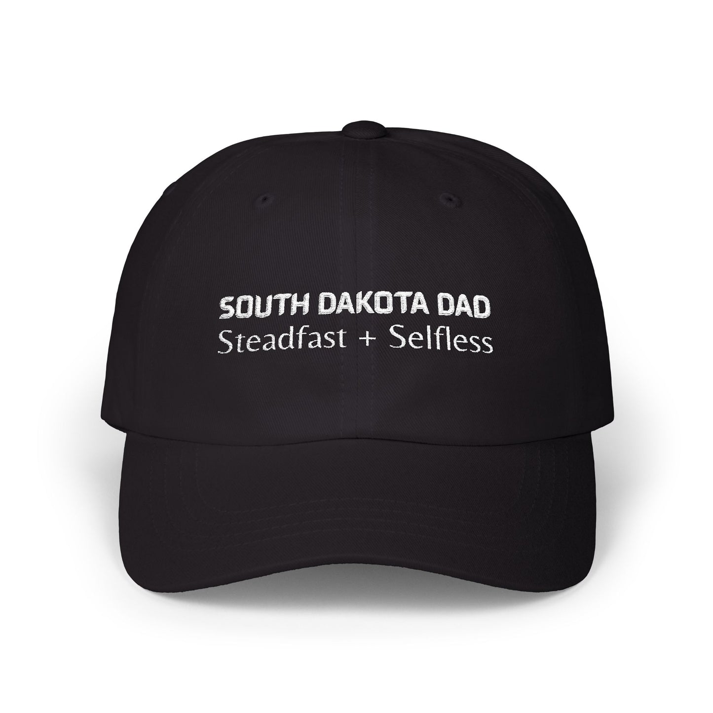 Black Baseball Cap. Best Embroidered Cap For South Dakota Dads.