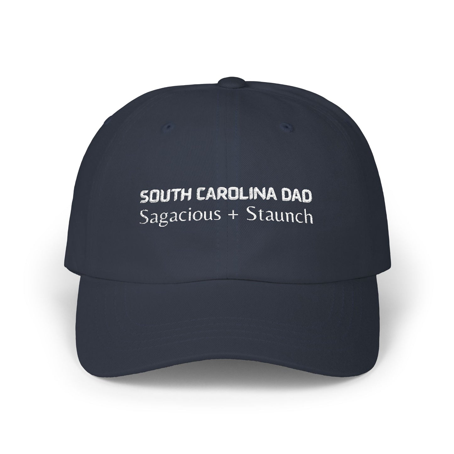 Navy Blue Baseball Cap. Best Embroidered Cap For South Carolina Dads.