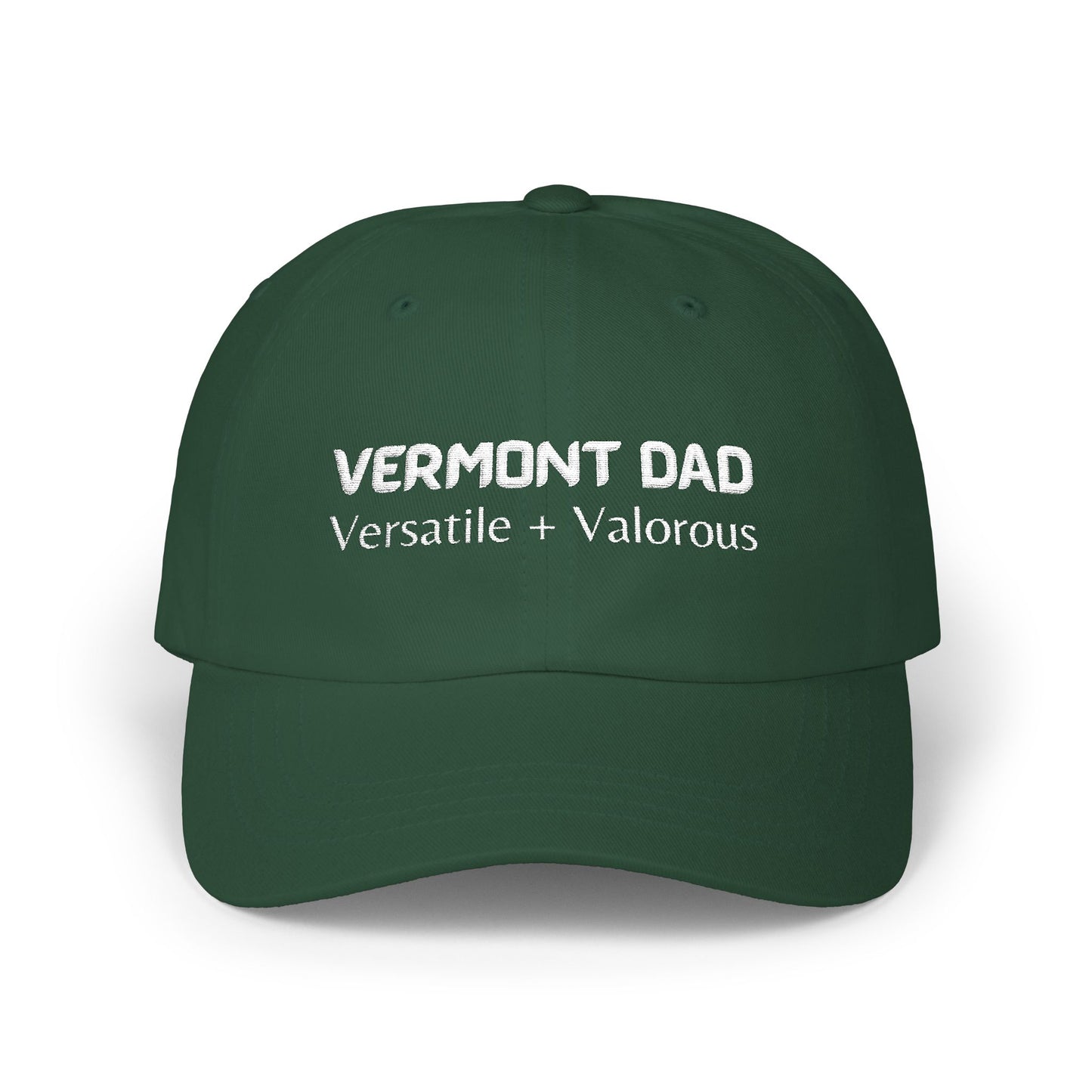 Green Baseball Cap. Best Embroidered Cap For Vermont Dads.