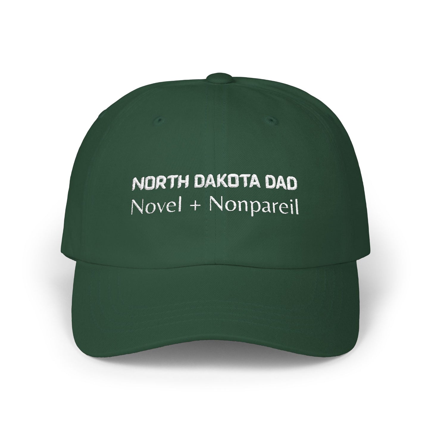 Green Baseball Cap. Best Embroidered Cap For North Dakota Dads.