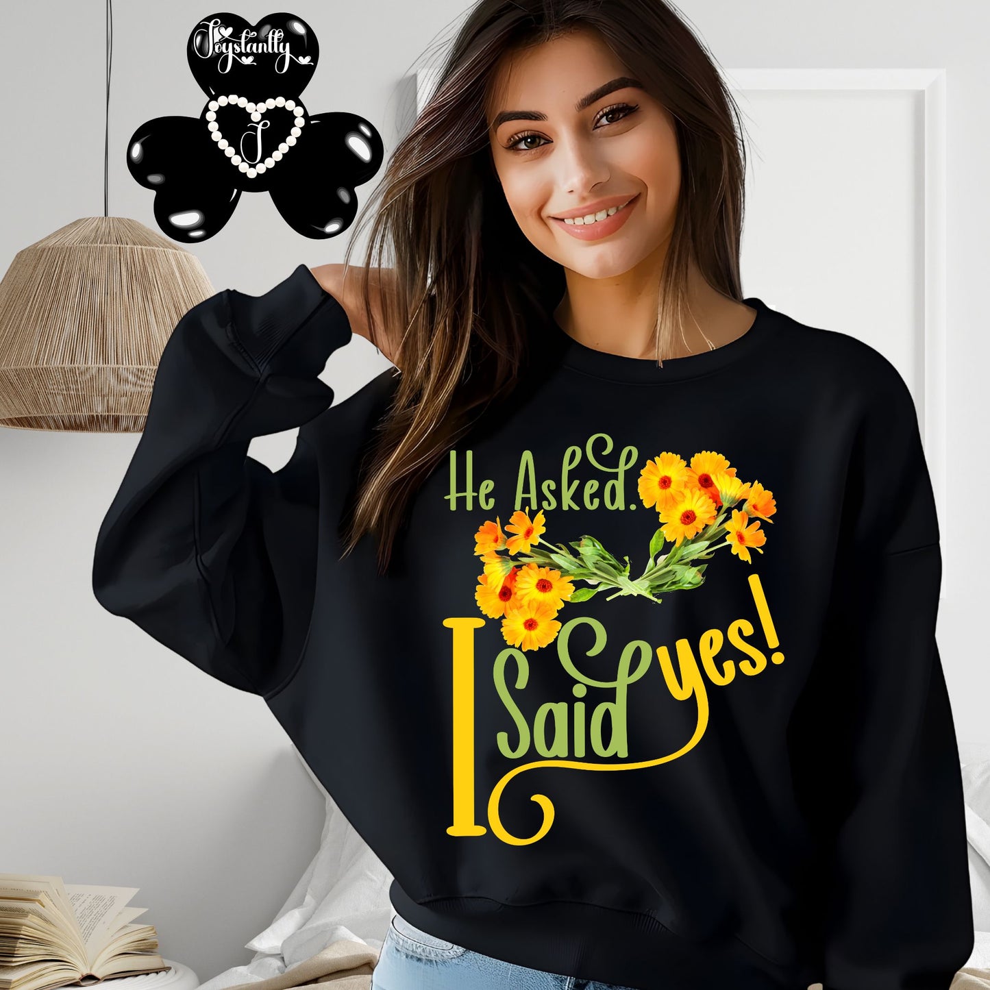 Engagement black sweatshirt for bride and bridal party.
