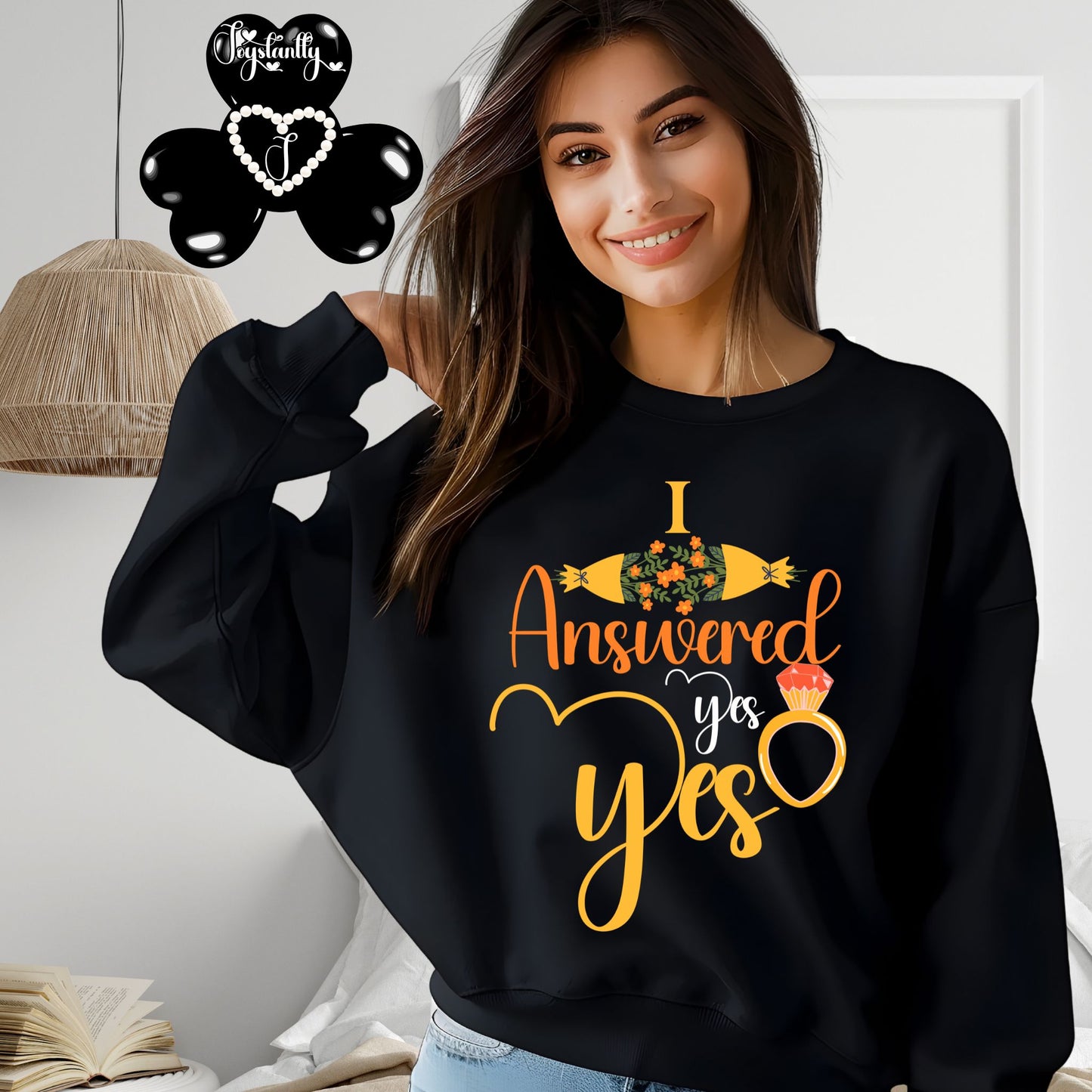Engagement black sweatshirt for bride and bridal party.