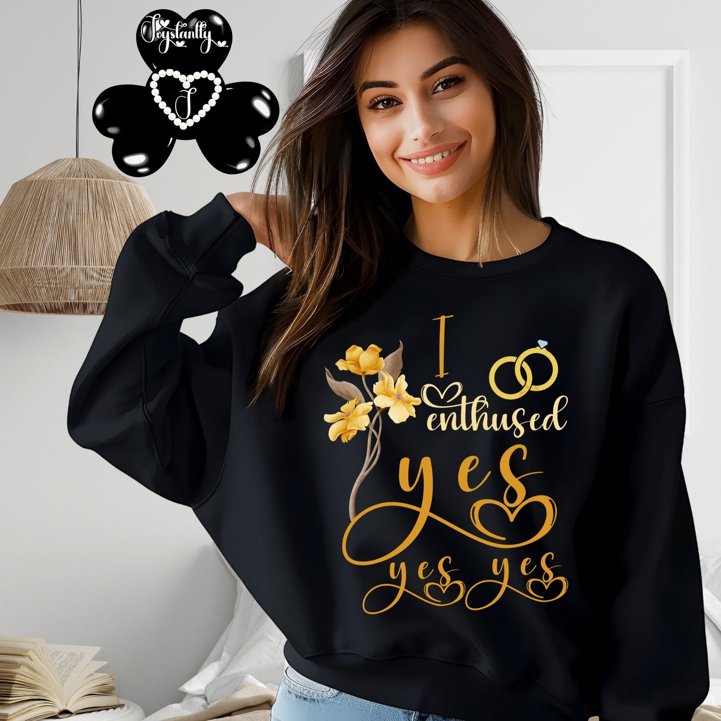 Engagement black sweatshirt for bride and bridal party.