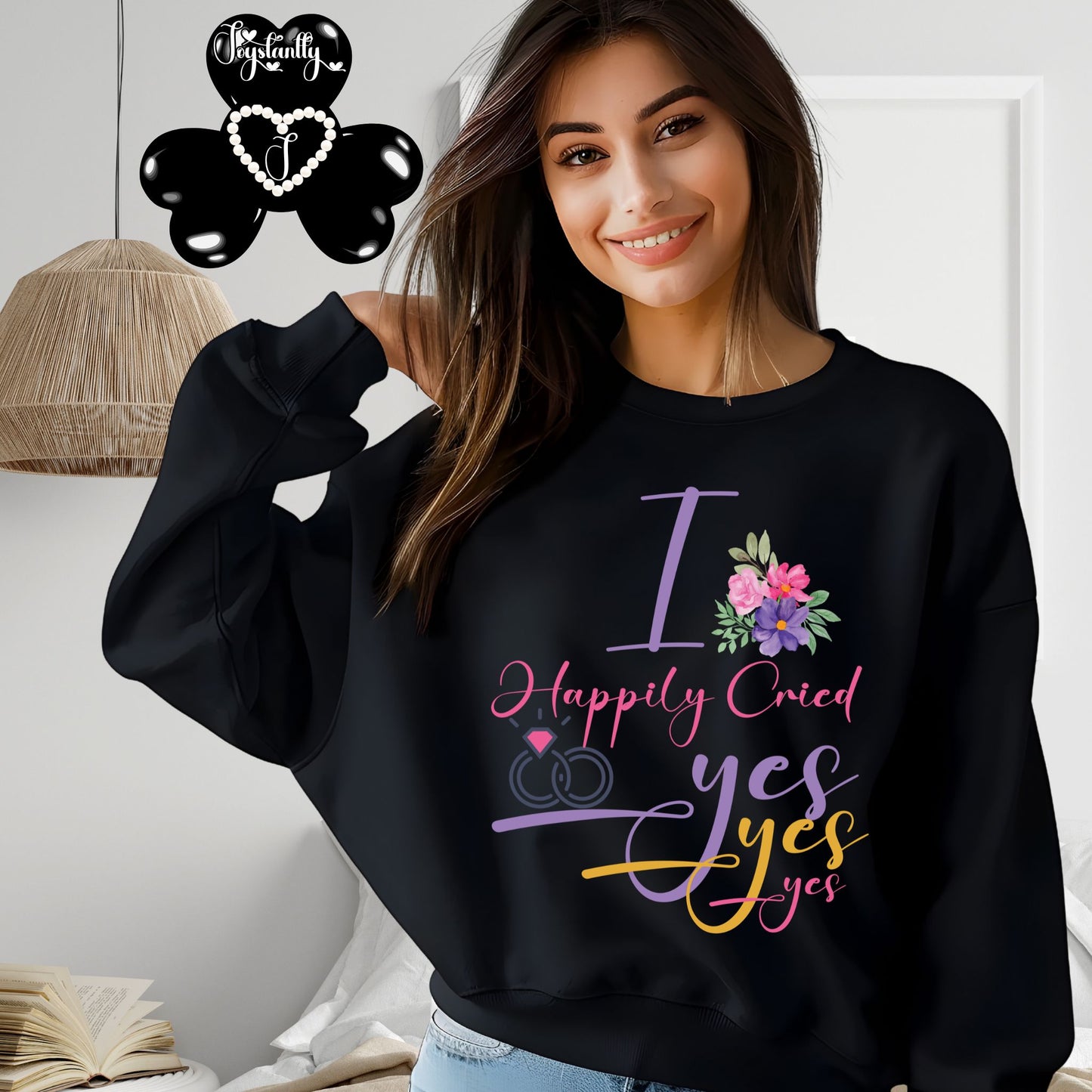 Engagement black sweatshirt for bride and bridal party.