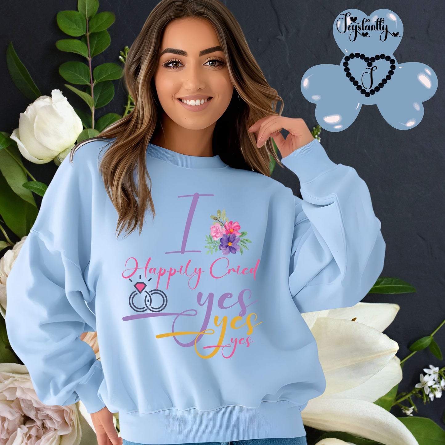 Engagement light blue sweatshirt for bride and bridal party.