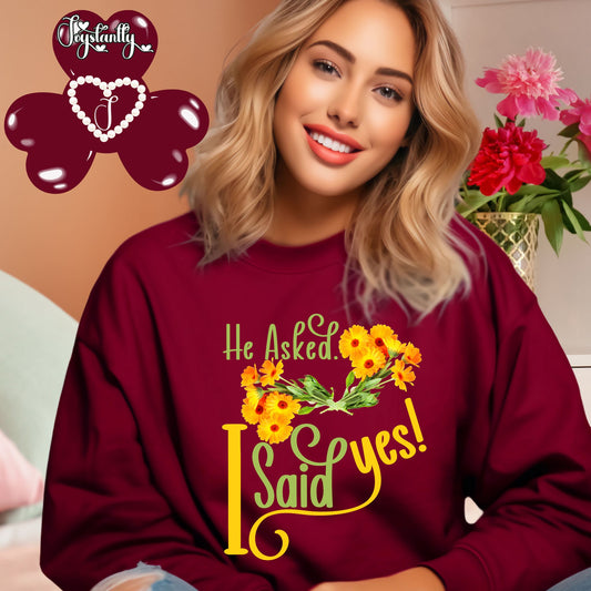 Engagement maroon sweatshirt for bride and bridal party.