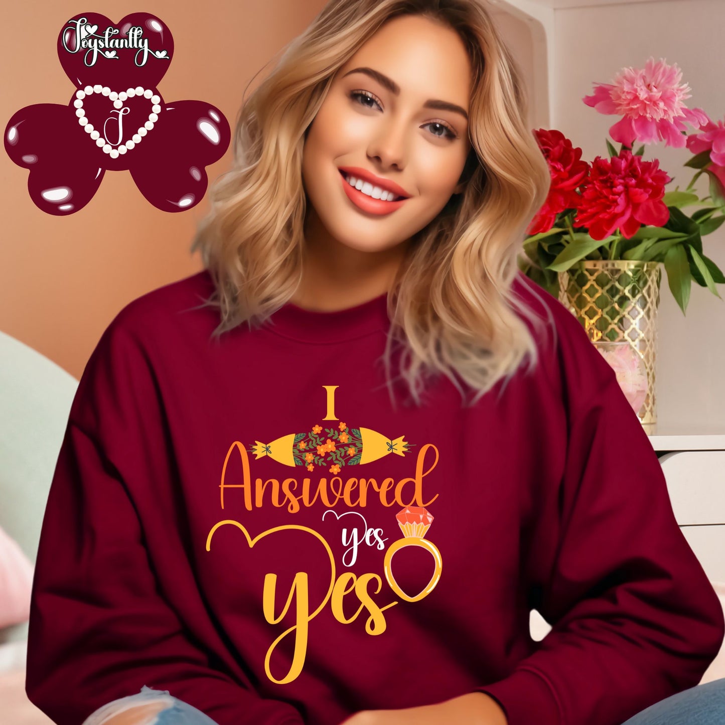 Engagement maroon sweatshirt for bride and bridal party.