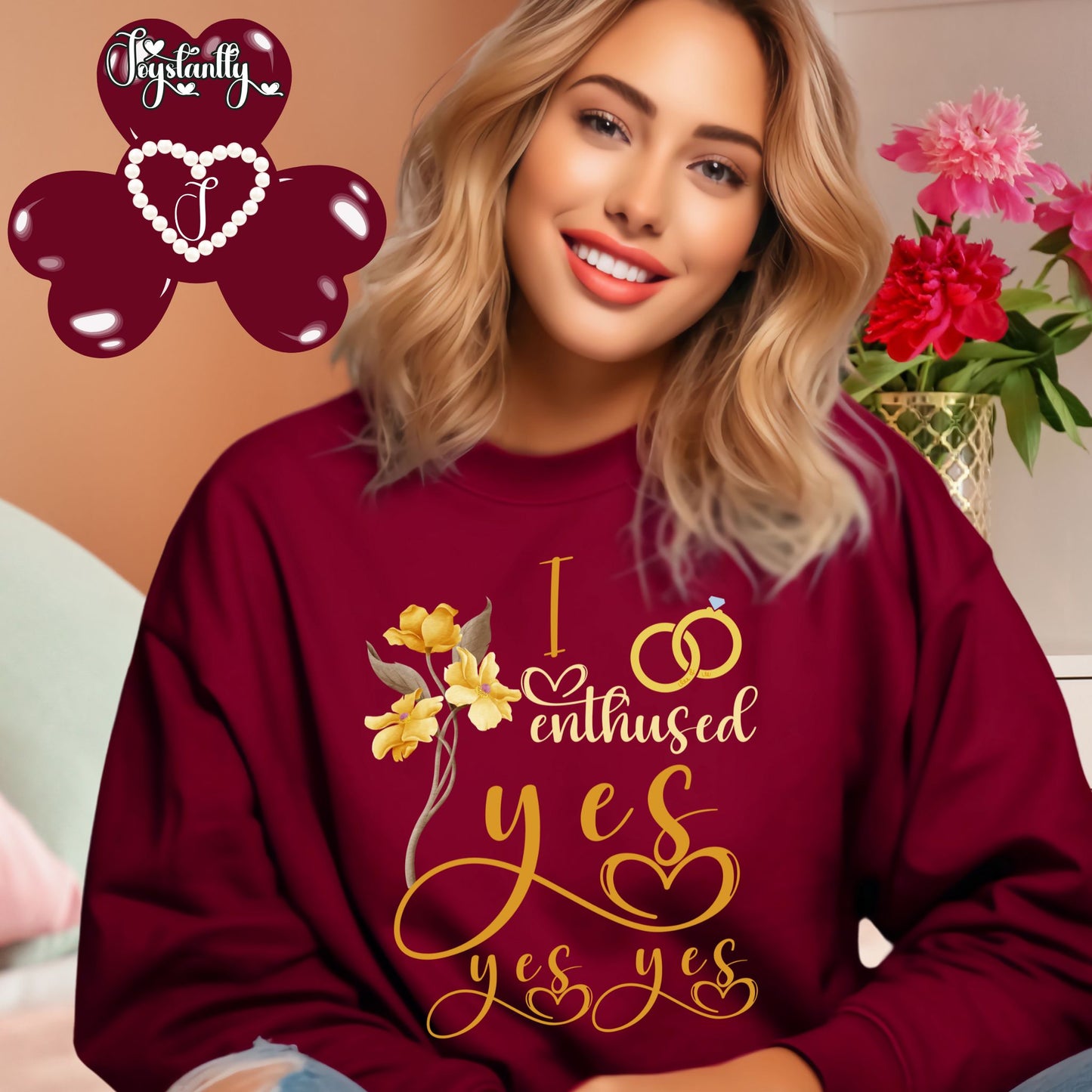 Engagement maroon sweatshirt for bride and bridal party.