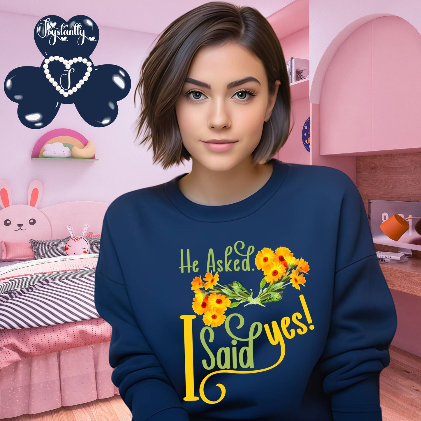 Engagement navy blue sweatshirt for bride and bridal party.
