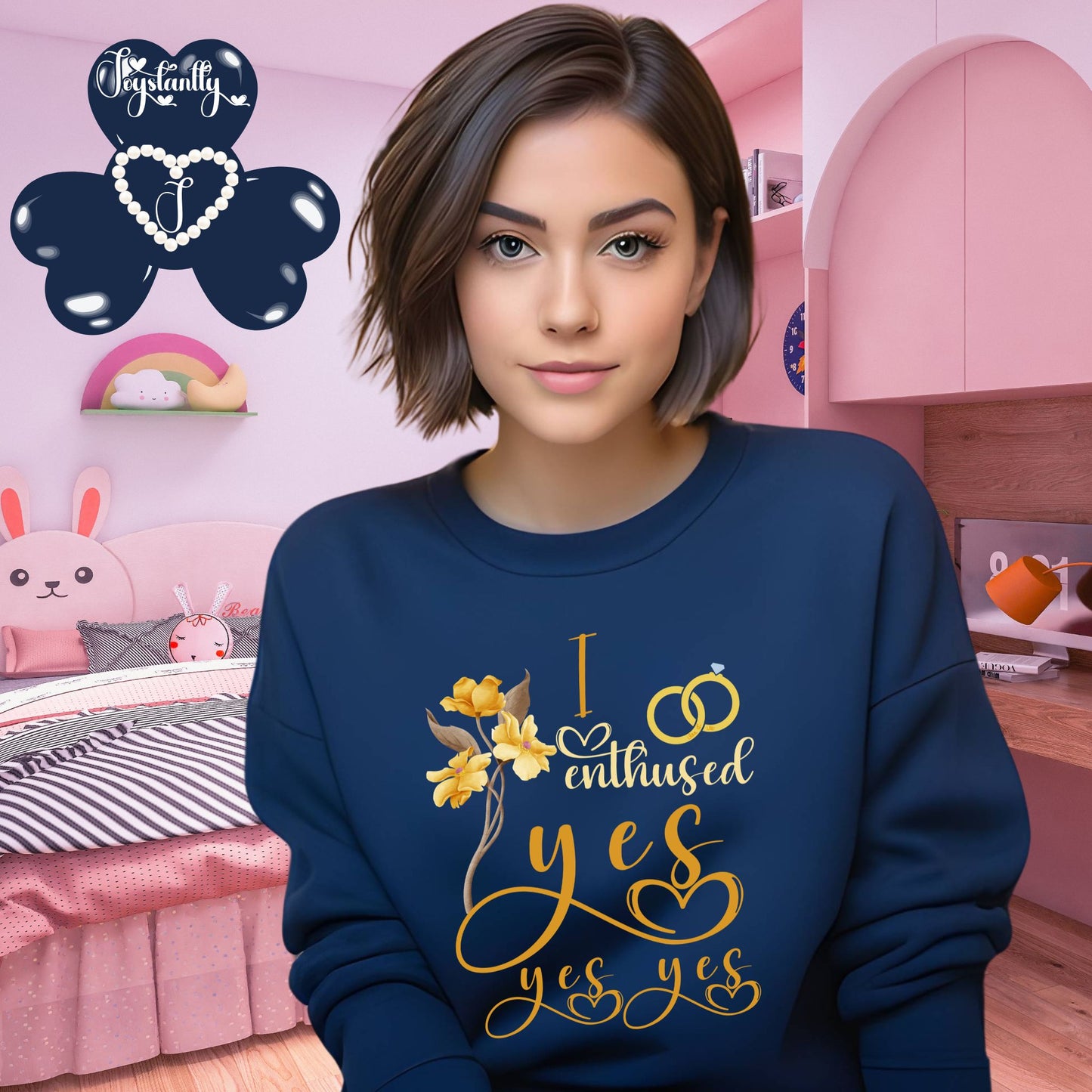 Engagement navy blue sweatshirt for bride and bridal party.