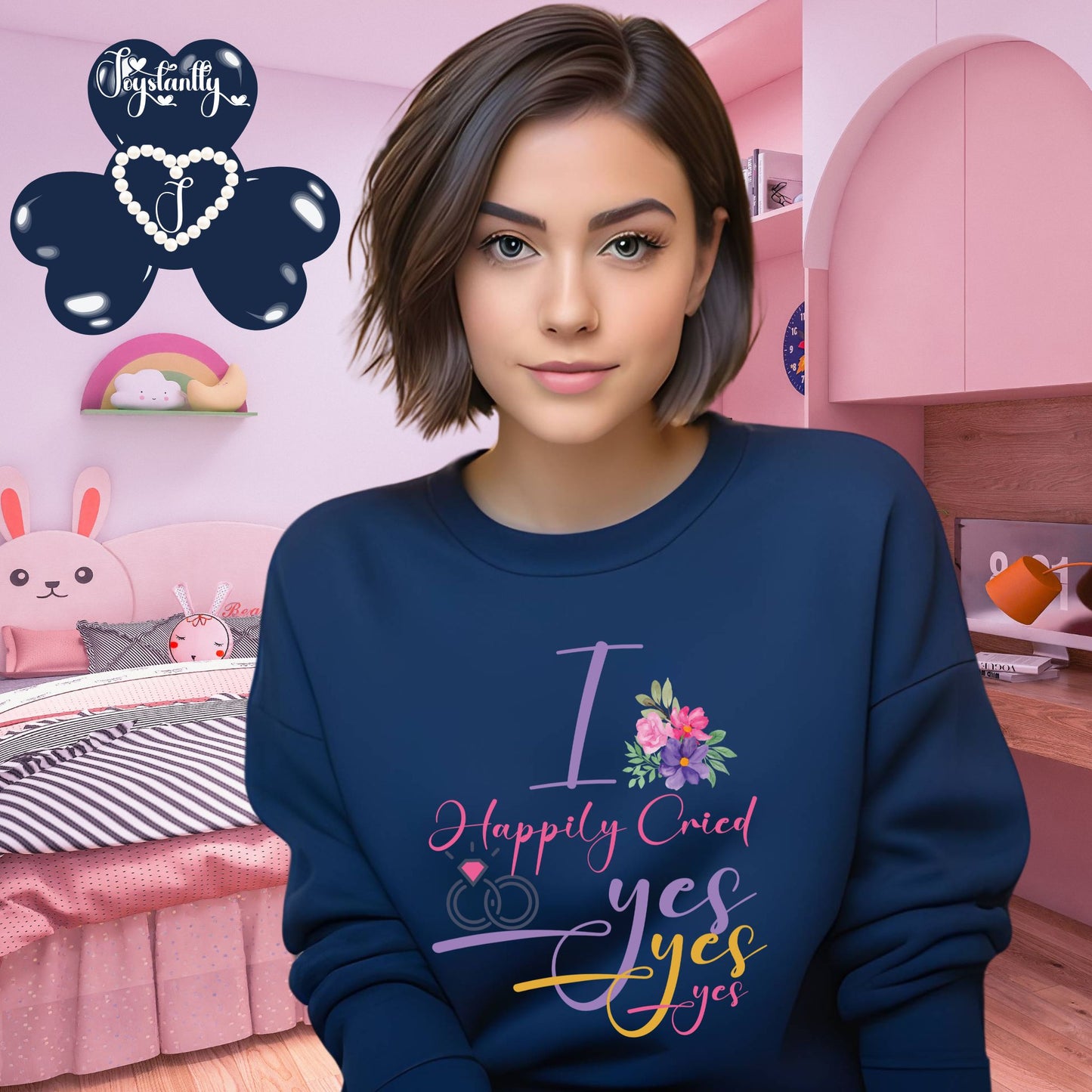 Engagement Navy blue sweatshirt for bride and bridal party.