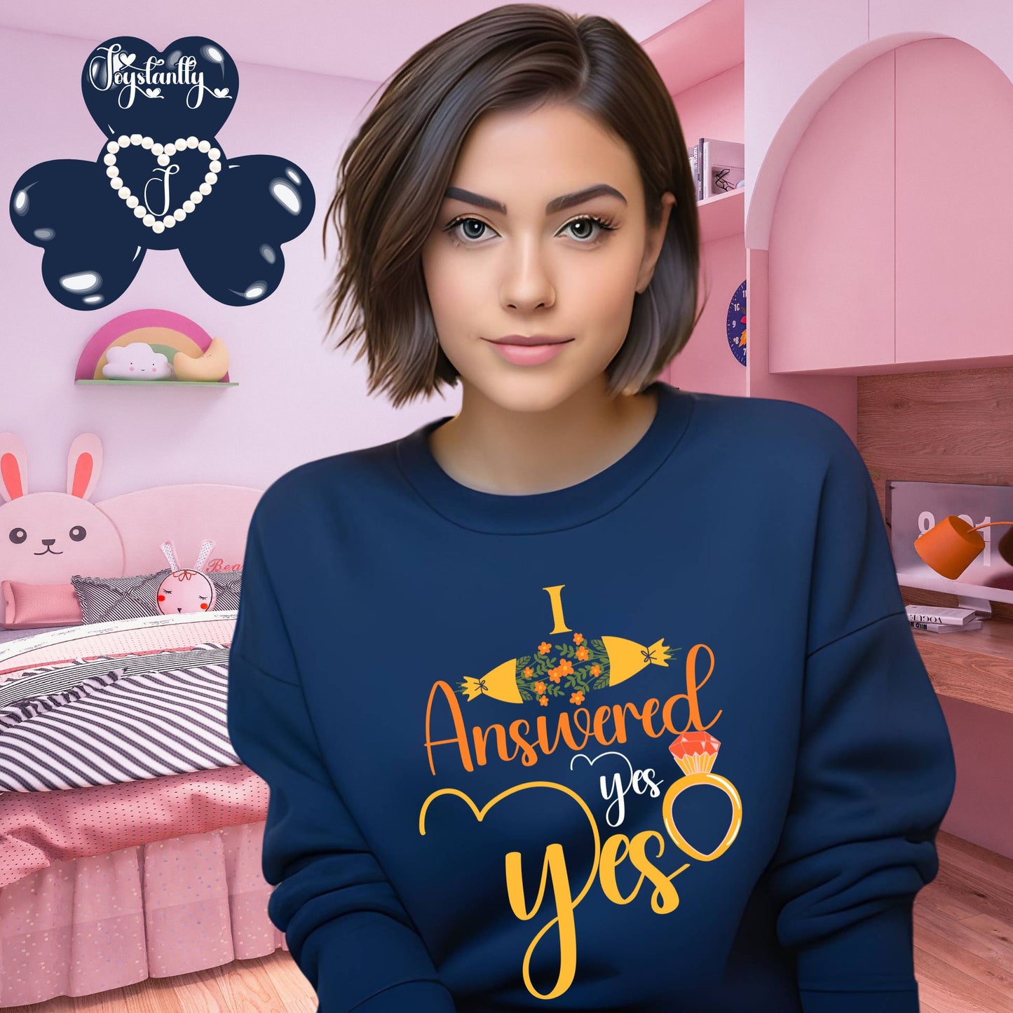 Engagement Navy blue sweatshirt for bride and bridal party.