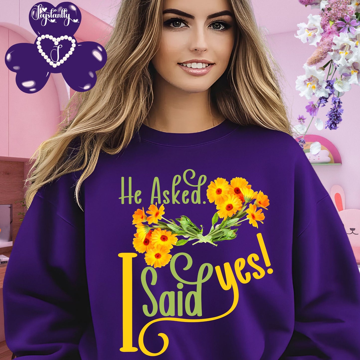 Engagement purple sweatshirt for bride and bridal party.