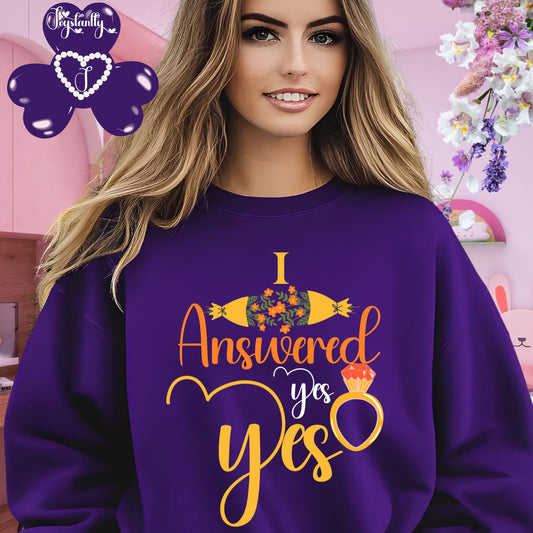 Engagement purple sweatshirt for bride and bridal party.