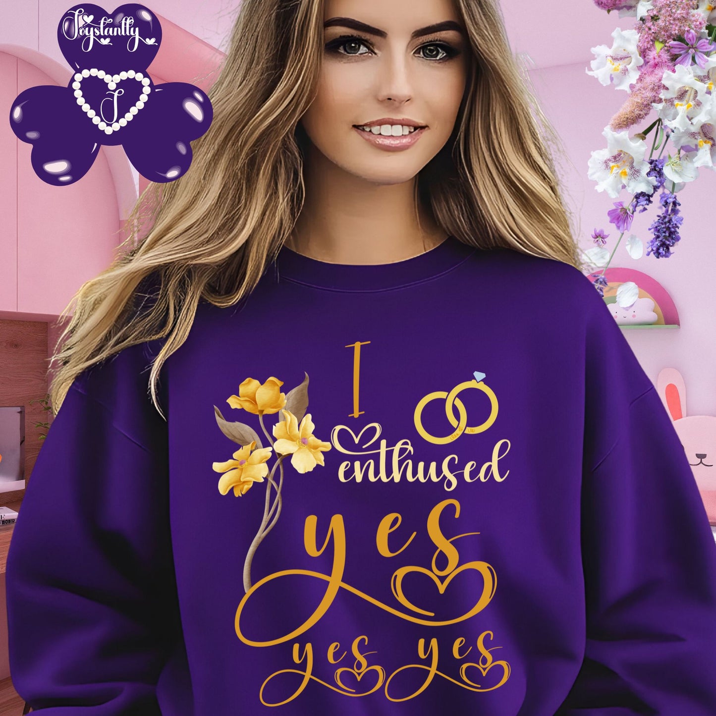 Engagement purple sweatshirt for bride and bridal party.