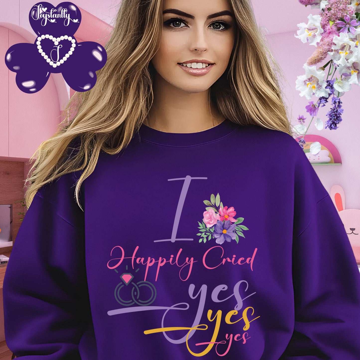 Engagement purple sweatshirt for bride and bridal party.