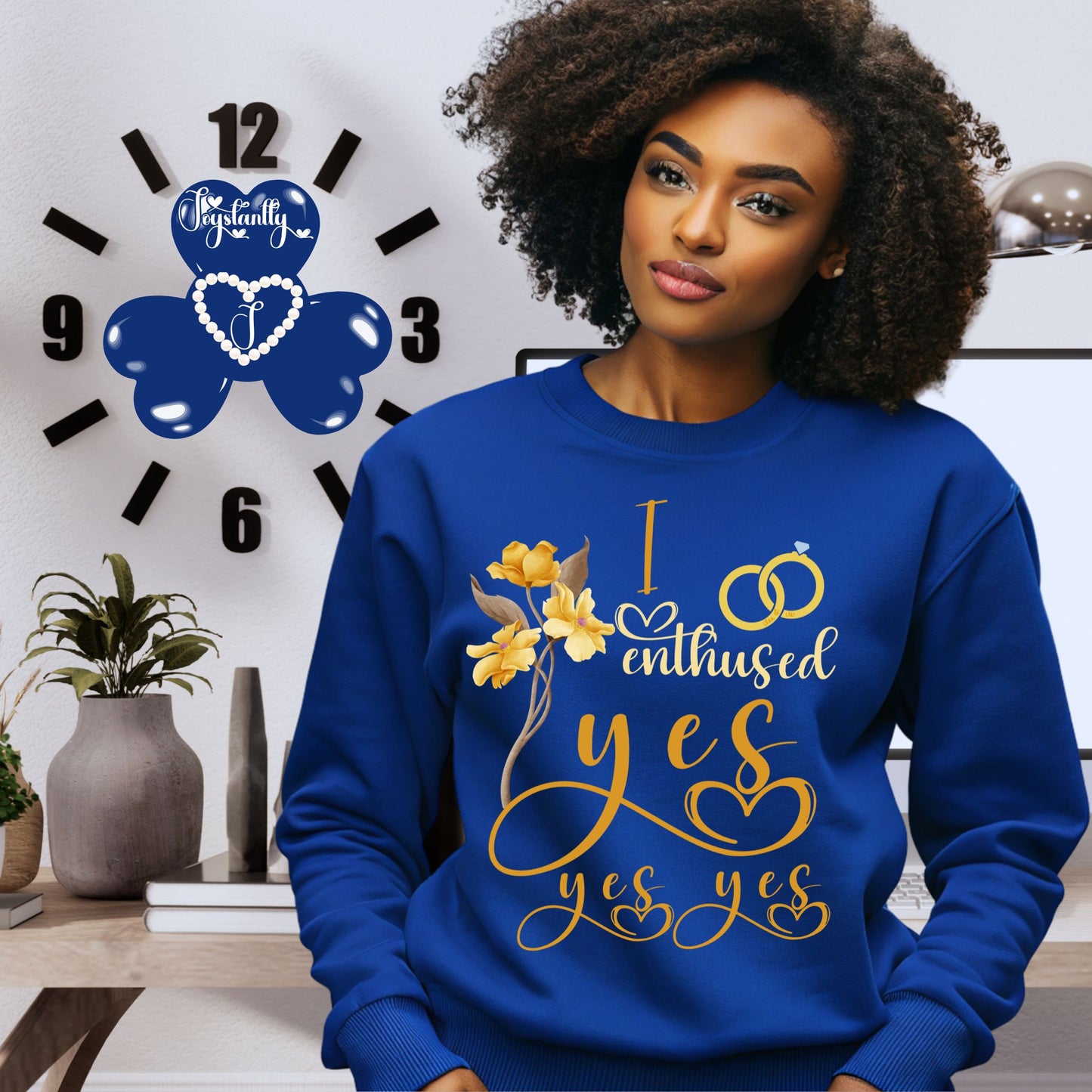 Engagement royal blue sweatshirt for bride and bridal party.