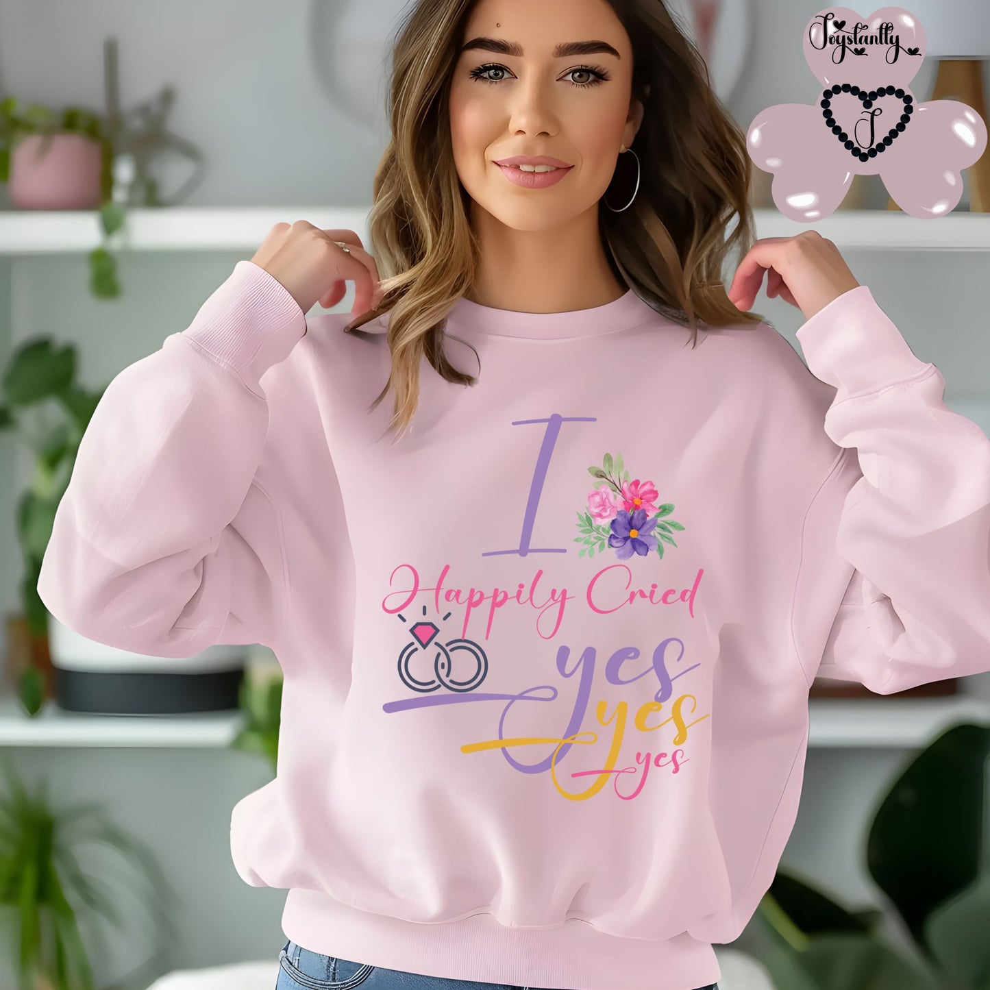 Engagement light pink sweatshirt for bride and bridal party.