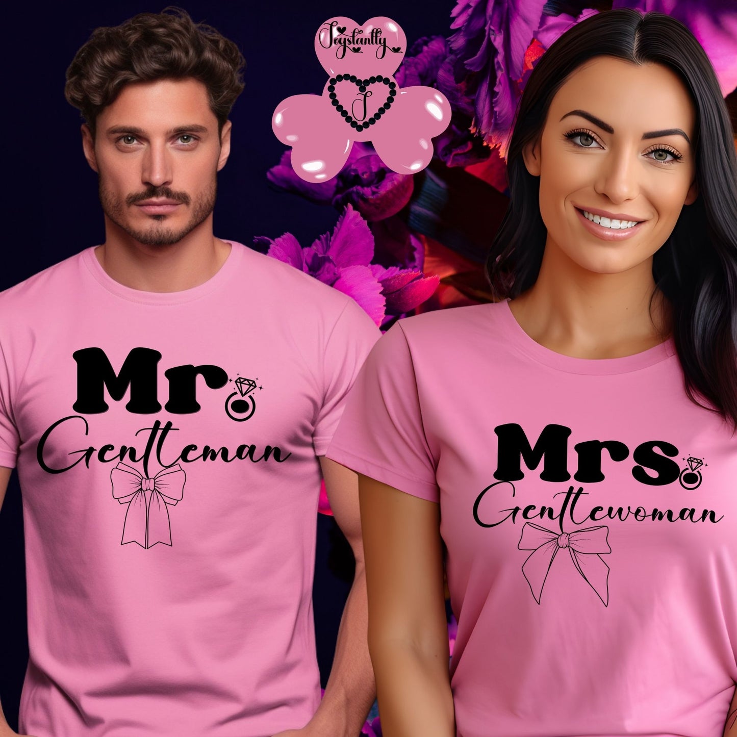 Couple Matching T-shirts | Mrs. Gentlewoman + Mr. Gentleman | Two Super shirts