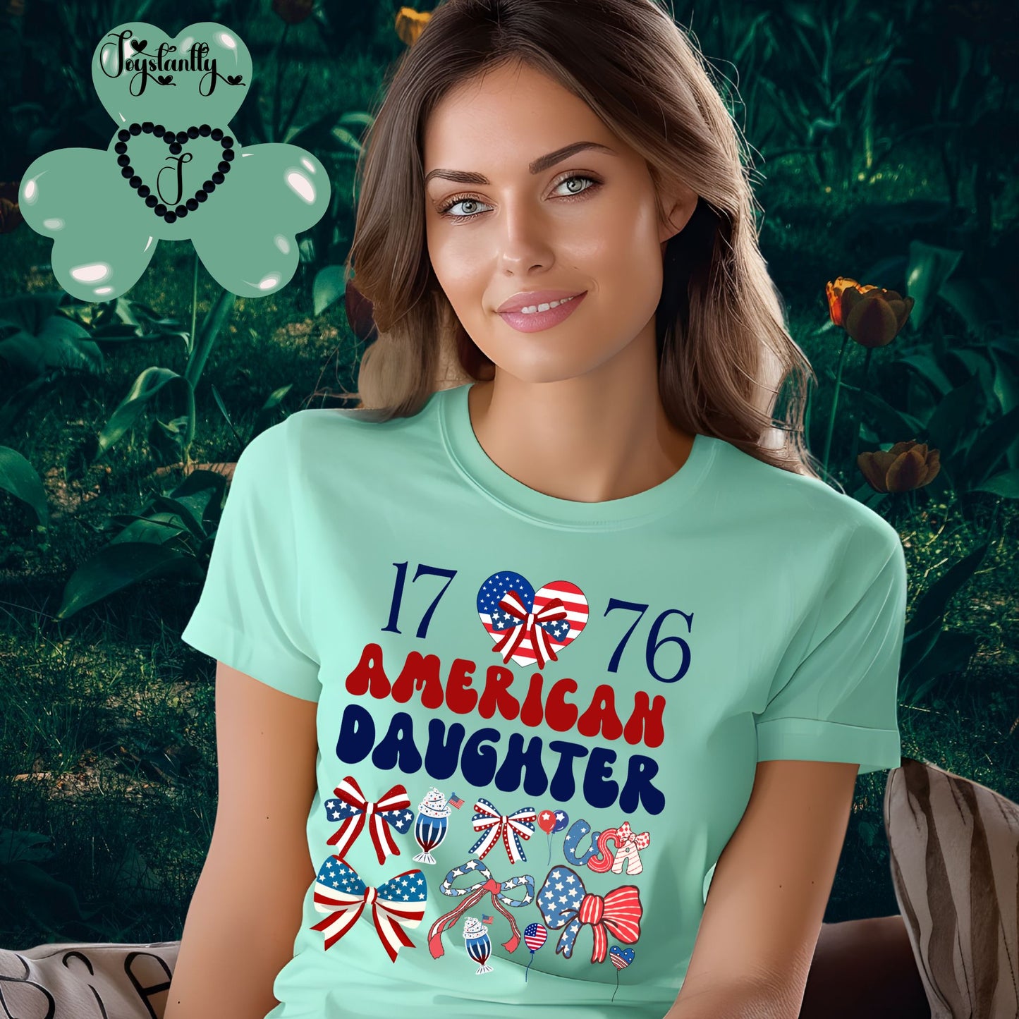 Mint Green American T-shirt. Best Shirt for American Daughters. 4th of July T-shirt.