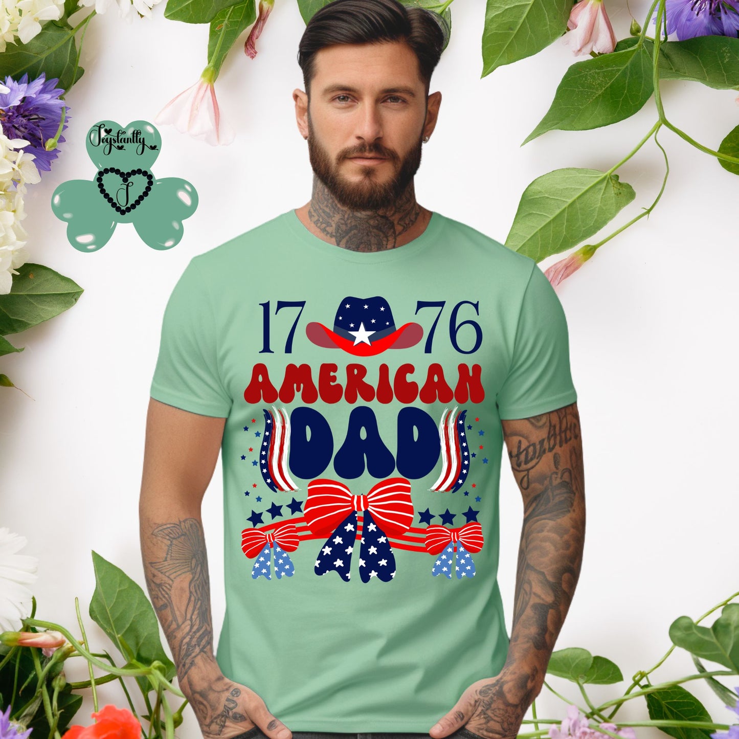 Mint Green American T-shirt. Best Shirt for American Dads. 4th of July T-shirt.