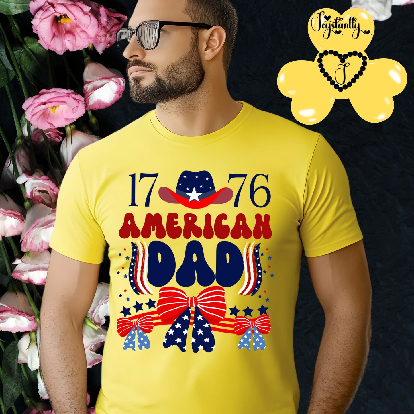 American Yellow T-shirt. Best Shirt for American Dads. 4th of July T-shirt.