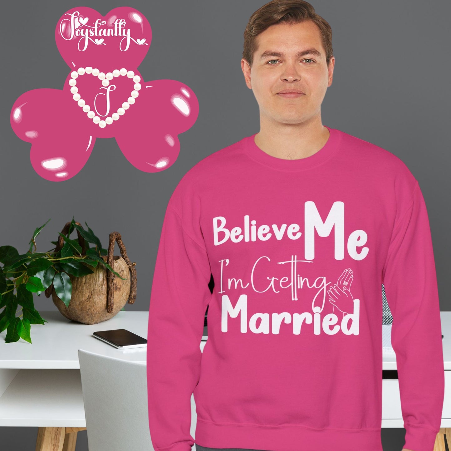 Heliconia deep pink sweatshirt for groom's bachelorette party.