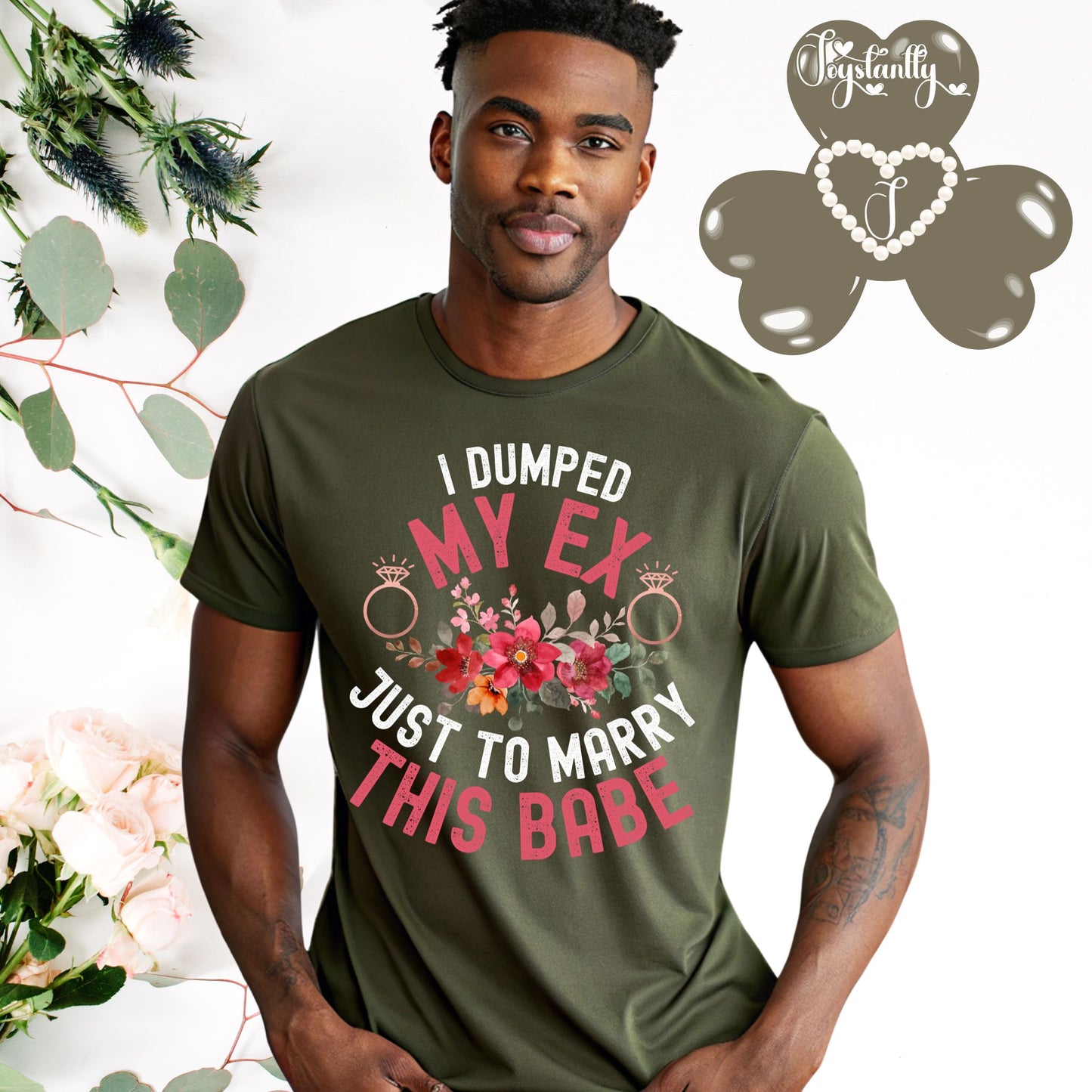 Military Green T-Shirt. Engagement Party T-Shirt