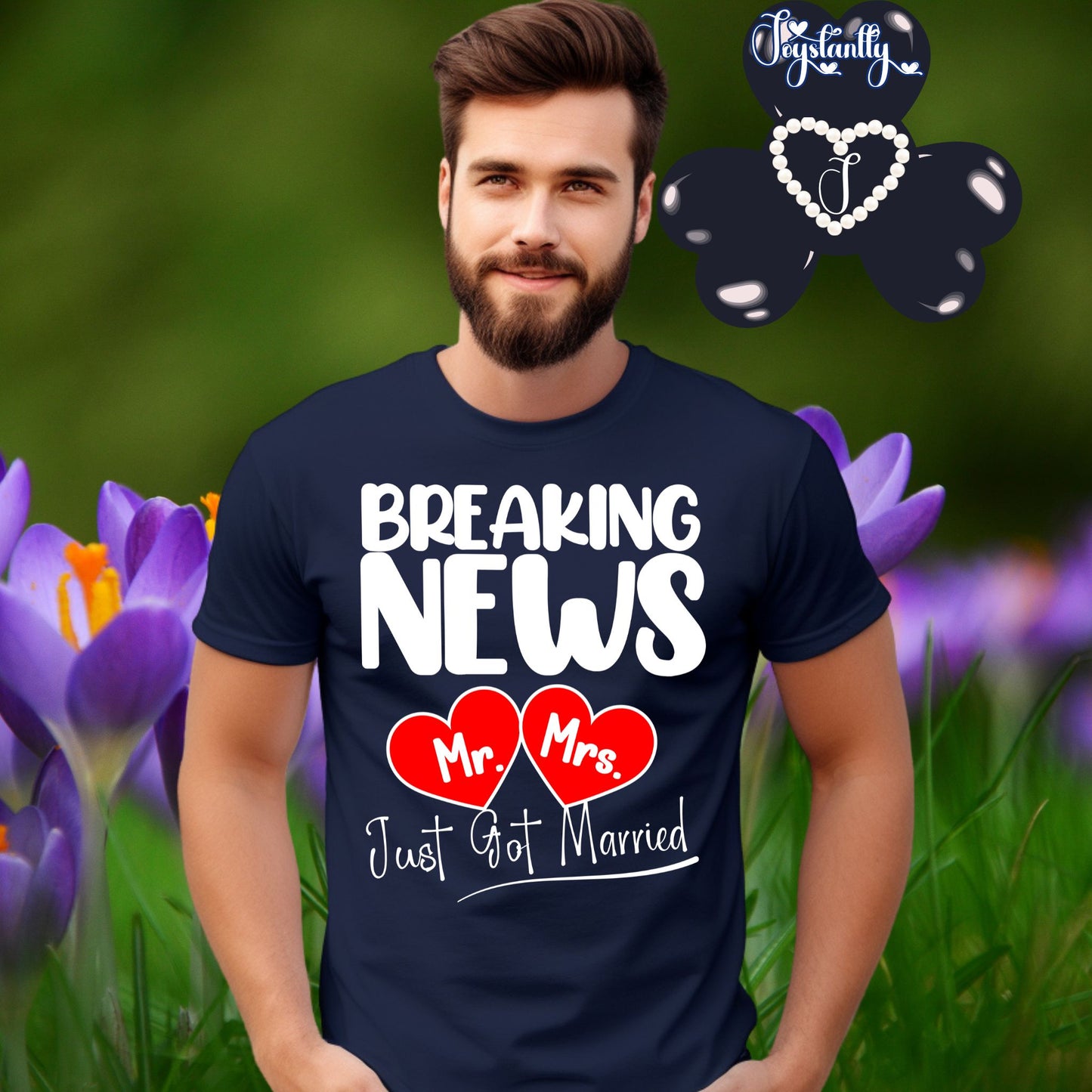 Navy Blue T-shirt. Newlywed honeymoon T-shirt.