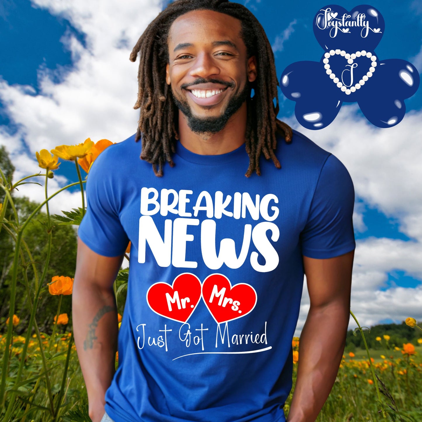 Royal Blue T-shirt. Newlywed honeymoon T-shirt.