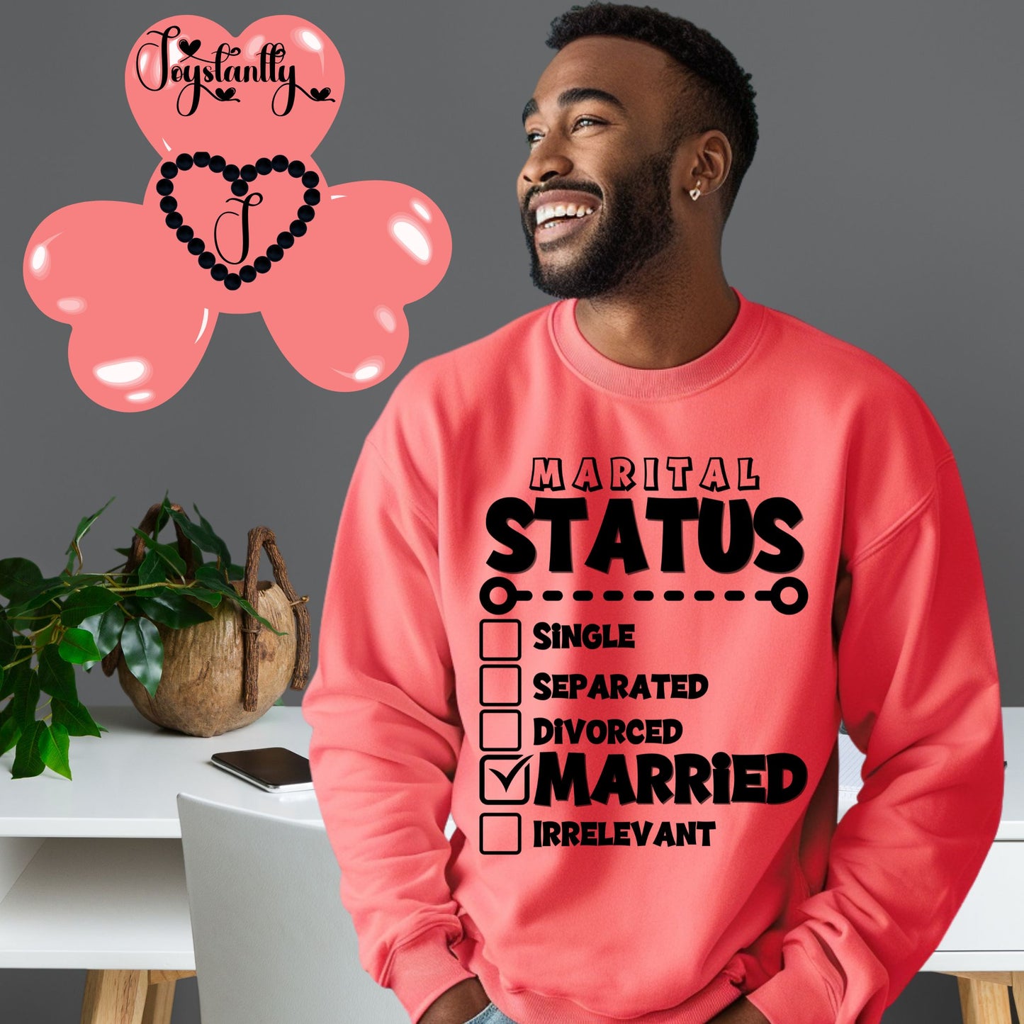 Heliconia Deep Pink Sweatshirt for Newlyweds. Honeymoon Sweatshirt For Grooms.