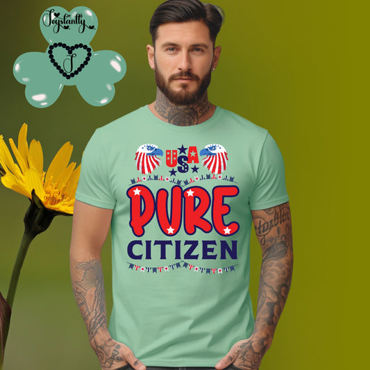 Heather Mint Green American T-shirt. 4th of July T-shirt.