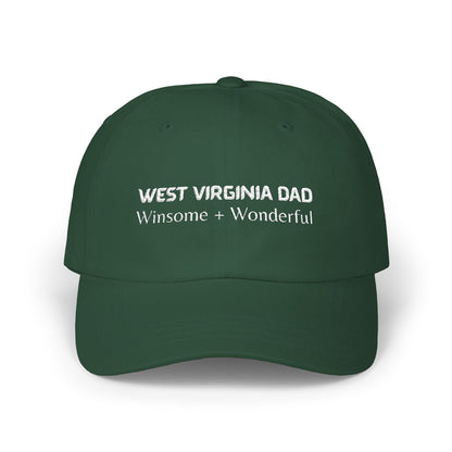 Green Baseball Cap. Best Embroidered Cap For West Virginia Dads.