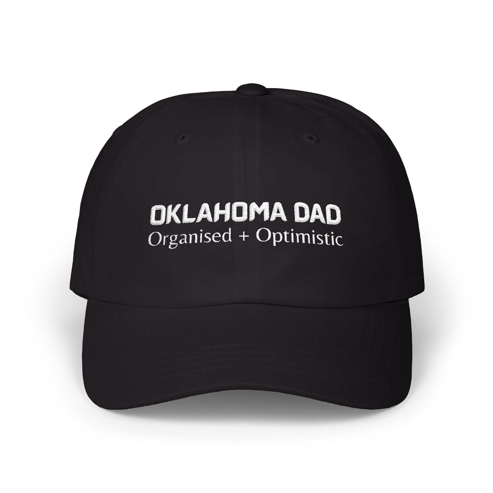 Black Baseball Cap. Best Embroidered Cap For Oklahoma Dads.