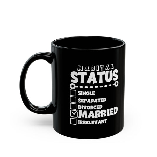 Funny Black Mug for Couples: Marital Status Checklist Mug, Wedding, Anniversary, Engagement Gift for Husband, Wife, Newlyweds