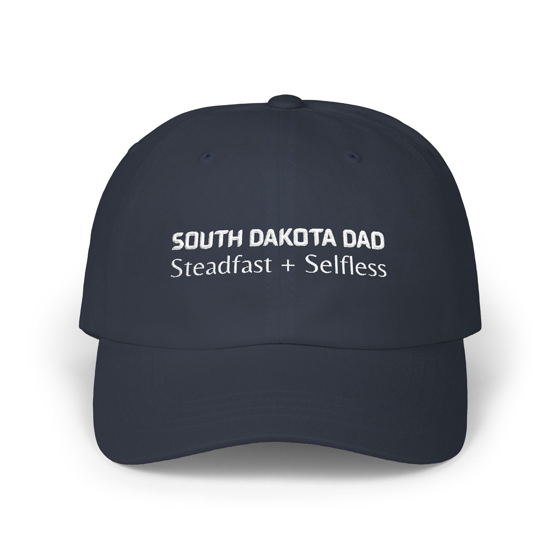 Navy Blue Baseball Cap. Best Embroidered Cap For South Dakota Dads.