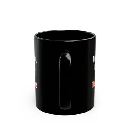 Black mug with a handle on a white background