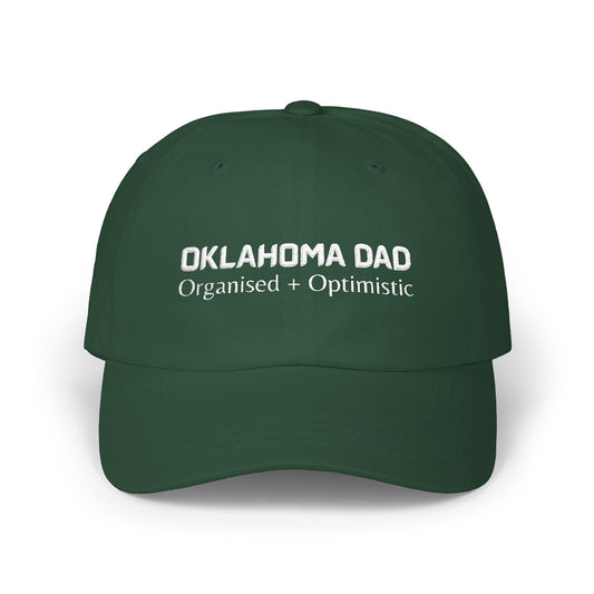 Green Baseball Cap. Best Embroidered Cap For Oklahoma Dads.