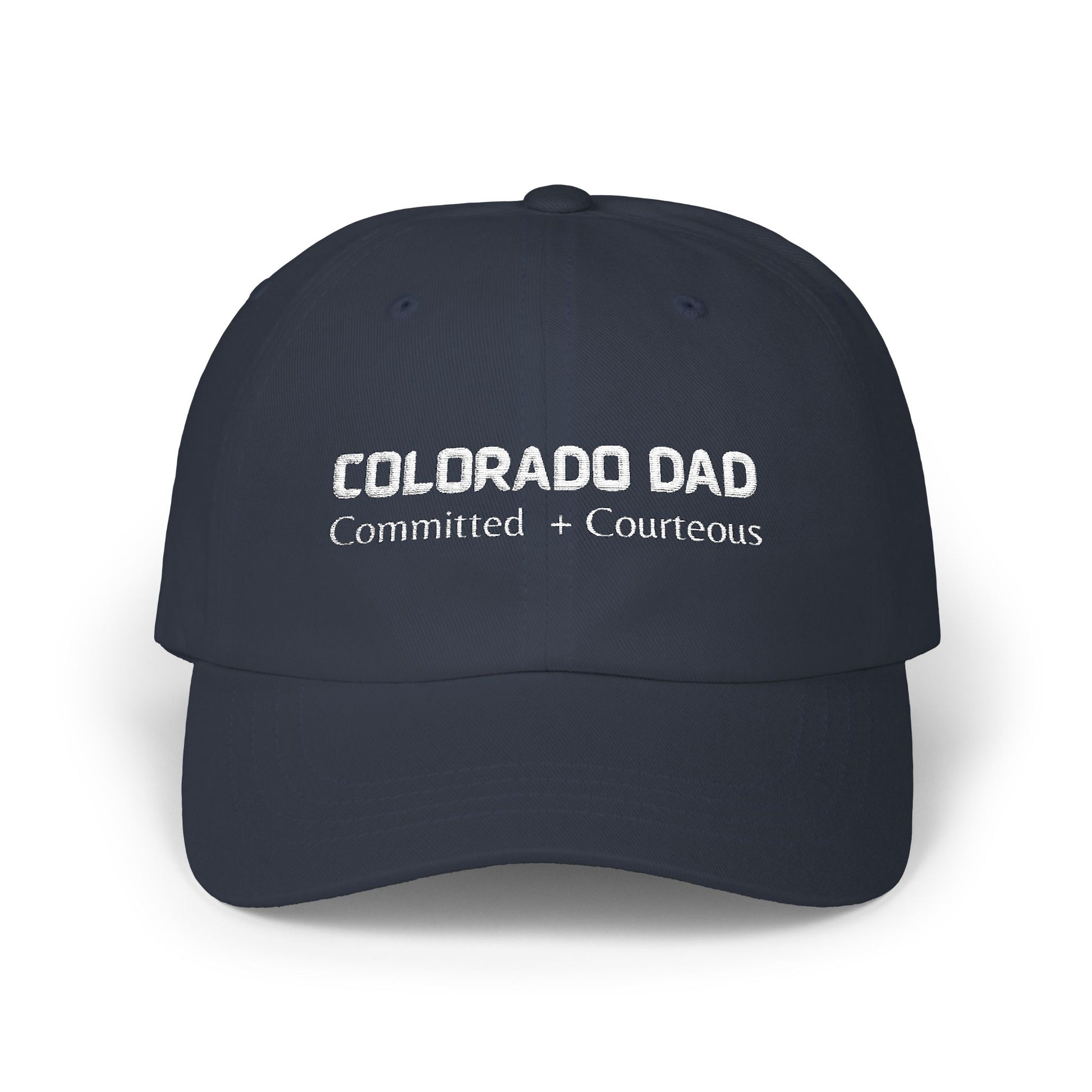 Navy Blue Baseball Cap. Best Embroidered Cap For Colorado Dads.