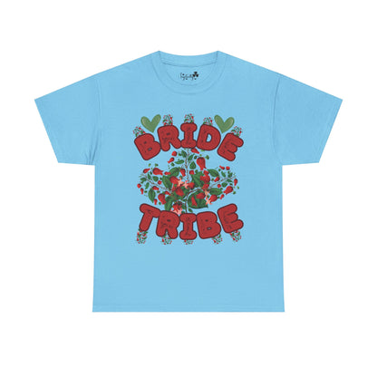 Light blue t-shirt with 'Bride Tribe' design on a white background