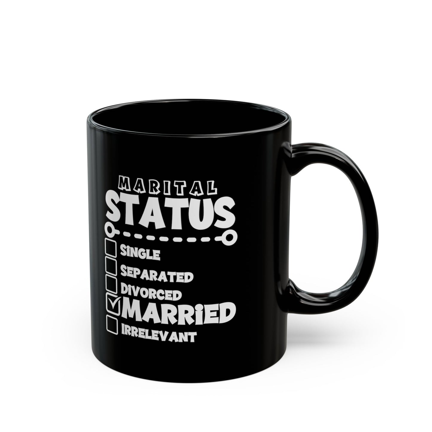 Funny Black Mug for Couples: Marital Status Checklist Mug, Wedding, Anniversary, Engagement Gift for Husband, Wife, Newlyweds