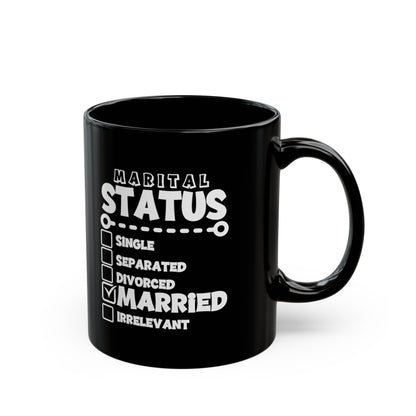 Funny Black Mug for Couples: Marital Status Checklist Mug, Wedding, Anniversary, Engagement Gift for Husband, Wife, Newlyweds